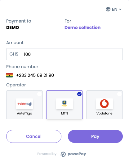 Payment Page - PawaPay Merchant API